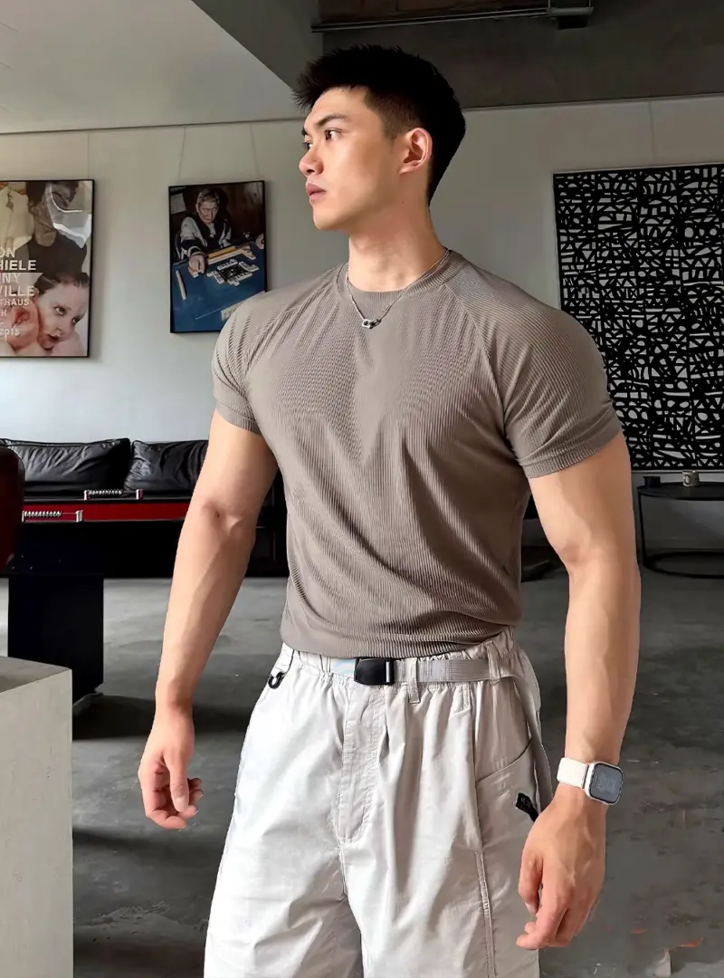 BC490 - 02 涼感羅紋男短T|35度穿也涼