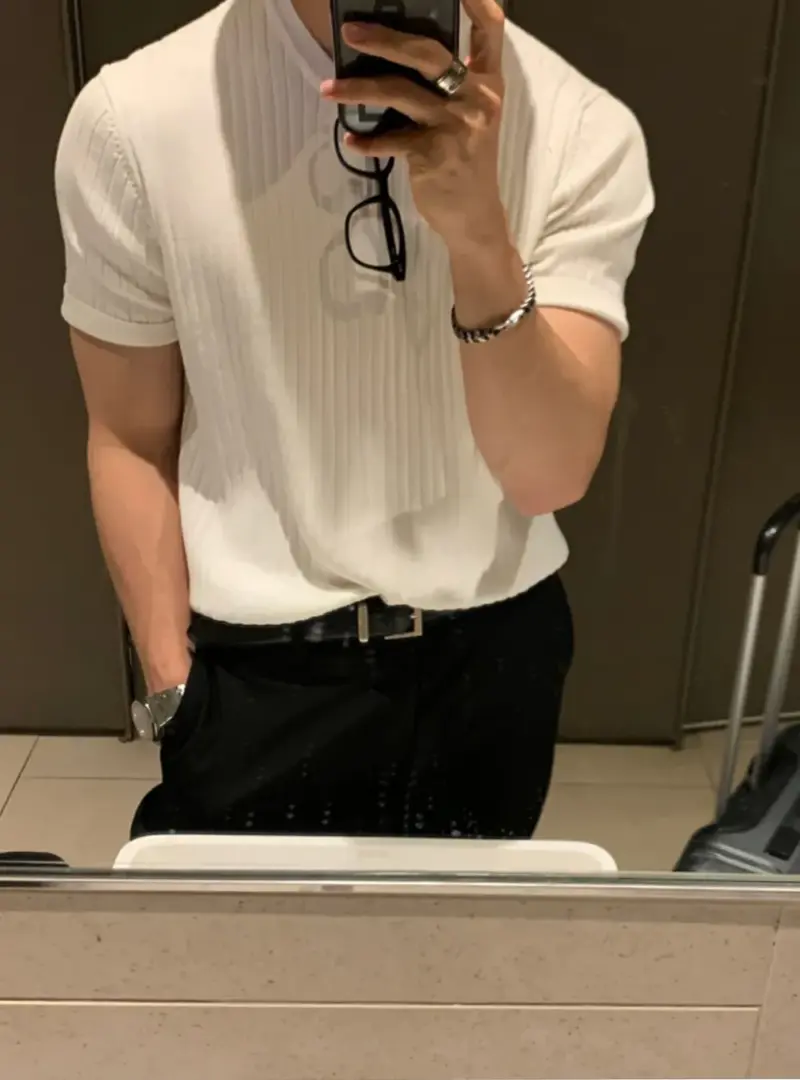 微彈條紋上衣｜隨便穿就像韓劇男主
