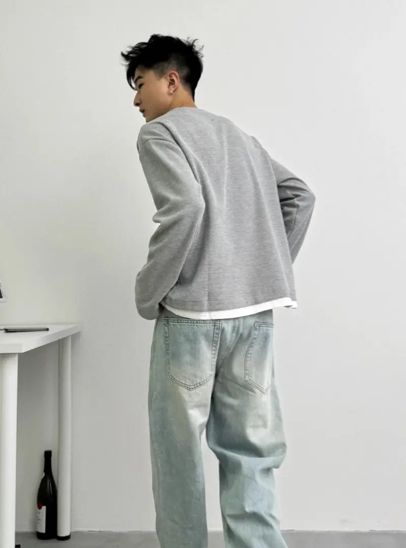 華夫格假兩件長袖｜觸感舒服到上癮