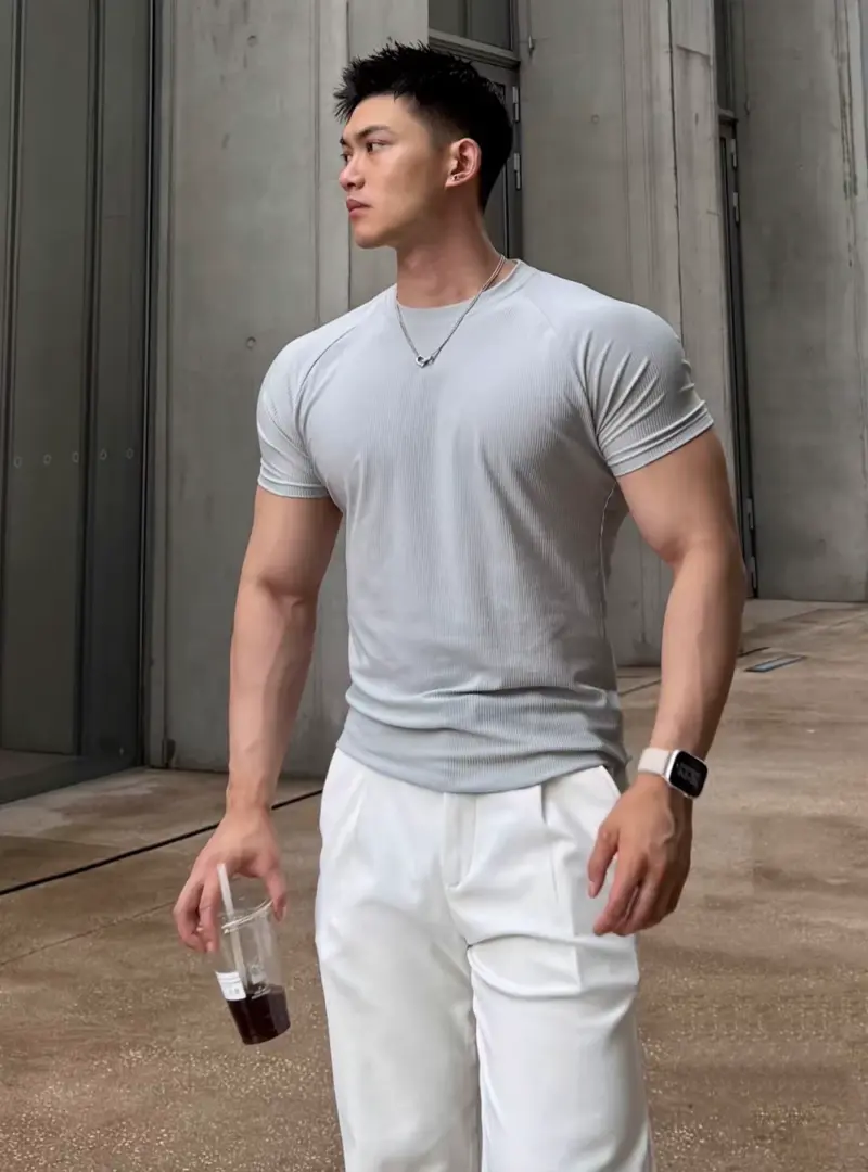 BC490 - 04 涼感羅紋男短T|35度穿也涼