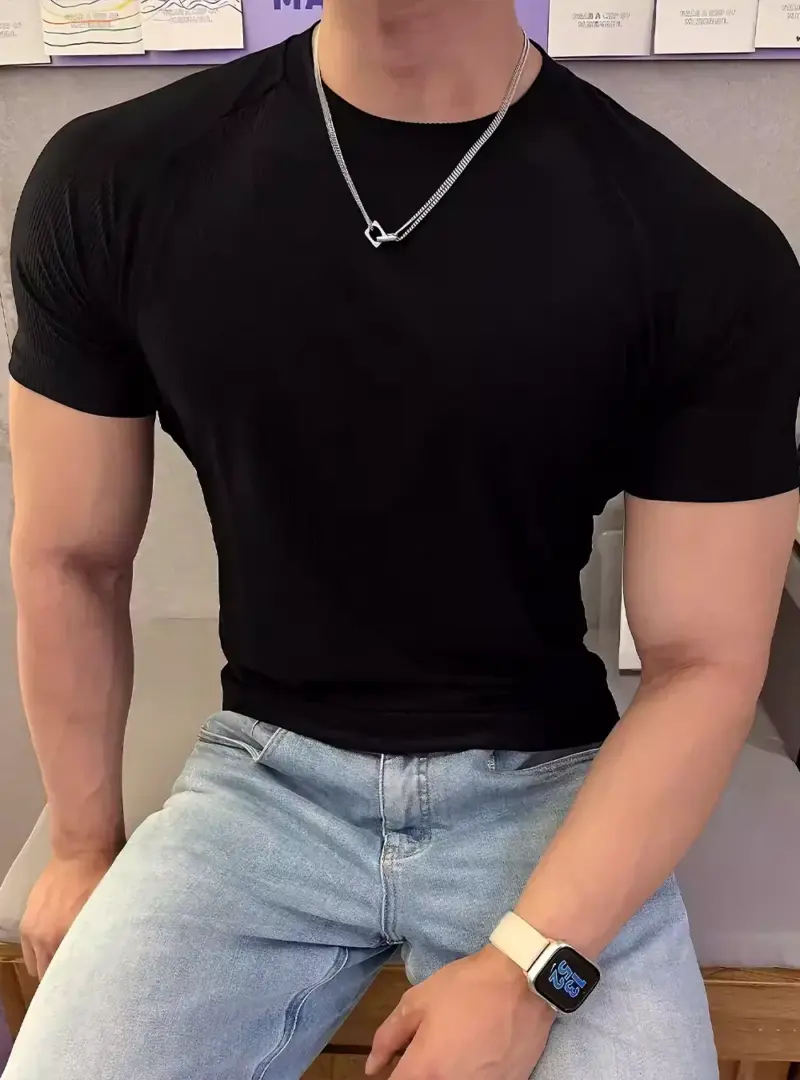 BC490 - 05 涼感羅紋男短T|35度穿也涼