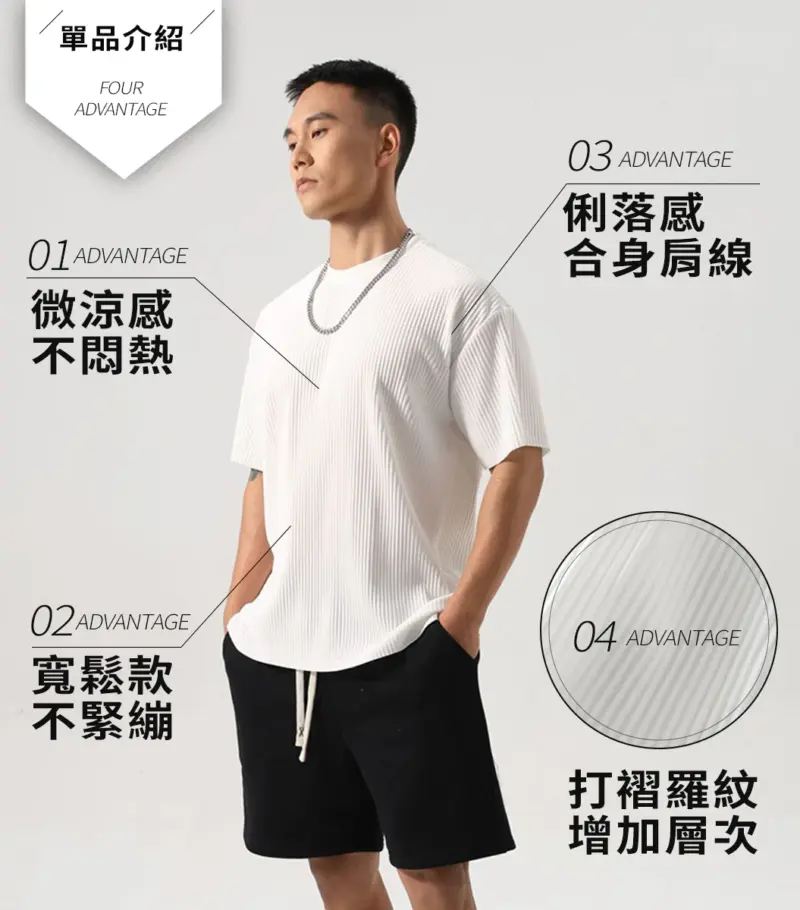 立體螺紋紋理短袖｜穿上質感升級
